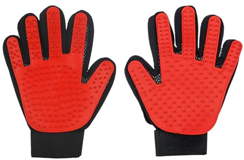Fizzix 2 Pcs Cat & Dog Grooming Glove - Pet Hair Remover Mitt - Gentle De-Shedding Tool with Soft Rubber Tips - Comfortable Grooming - Ideal for Short & Long Hair
