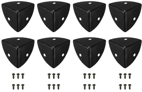 QUARKZMAN 8pz Protezioni Angolari Decorativa, 28mm Protezione per Bordi in Metallo, Paraspigoli Protezione Angoli Mobili con Viti, Nero