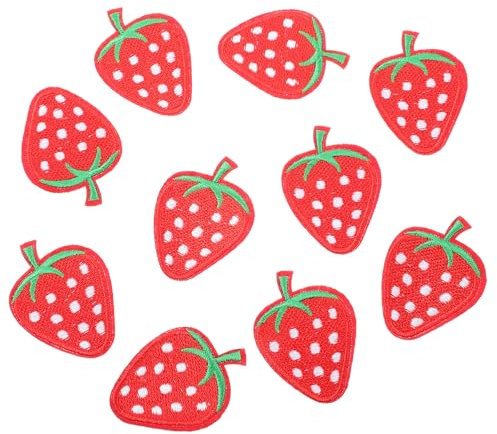 10pcs Erdbeer Bügelbild für Textilien，Mabor Erdbeere Bügelbilder Patches zum Aufbügeln Niedliche Erdbeer Deko Kleine Gestickte Aufnäher Bekleidung DIY Hüte Jeans Jacken Hosen Schuhe Verwendet Werden