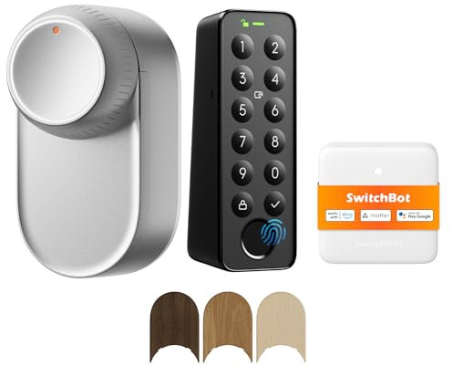 SwitchBot Serrure Ultra WiFi connectée avec écran Tactile de Keypad, Verrouillage de Porte à Empreinte Digitale, Verrouillage de Porte Intelligente, Système à Triple Alimentation