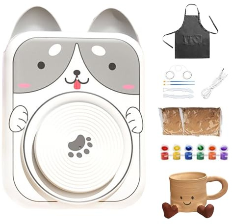 Piccolo Tornio in ceramica USB 5V DC,Tornio in ceramica con forme di animali | Kit d'arte per modellare figure e scolpire con argilla per bambini