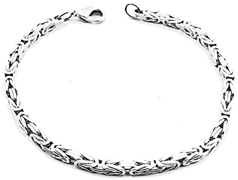 Tendenzalia kungligt armband original italiensk byzantiner-kedja silverpläterad 3 mm bred längd 20 cm