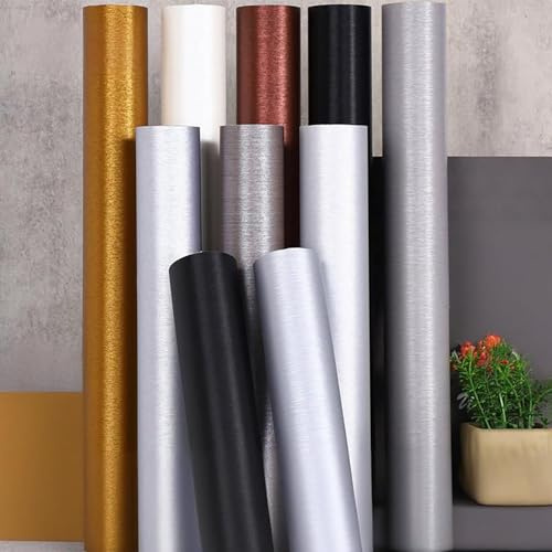 HENANCXF Carta da Parati Metallic con Effetto Metallo Spazzolato 10M (32.8FT) - Carta Autoadesiva Rimovibile per Cucina, Frigorifero, Lavastoviglie e Mobili - Facile da Applicare(Size:40CM,Color:C1)