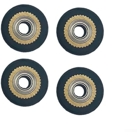 Uppsättning av 4 pressrullar i mässing 4 x 11 x 16 mm med rullager för användning med bokstäver och graveringsverktyg över flera ytor