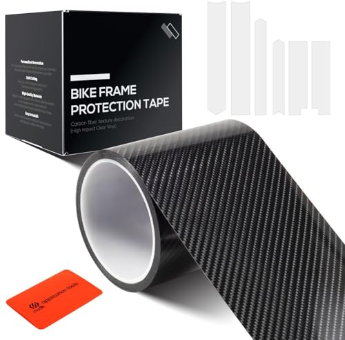 CNCLOL Protector Cuadro de Bicicleta/MTB,Película Protectora para Bicicleta,Coche,Automóvil,Motocicleta,Eléctrica,ebike,BMX,Enduro,Carretera,Pegatinas Protección Cuadro,Carbono-Translúcido.5K