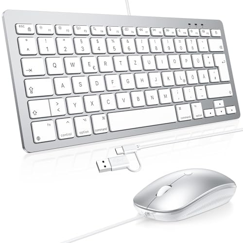 OMOTON Kabel-Tastatur und Maus für Mac, USB/USB-C, Büro & Zuhause