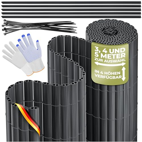 KESSER® Estera de protección visual de PVC, 100 x 300 cm, revestimiento de balcón, protección contra el viento, láminas reforzadas para jardín, balcón y terraza, incluye bridas, cubierta y guantes