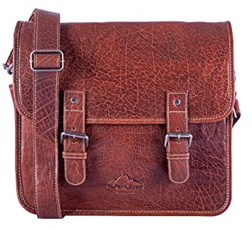 Alpenleder Kameratasche - REPORTER (Handgefertigt) - Nachhaltiges Bio-Leder aus regionaler Landwirtschaft | Kameratasche Spiegelreflex für Damen & Herren leder *Fair Produziert* (35x25x10cm, Brandy)