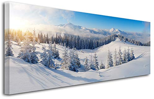 DECLINA Fotobord Bergen CARPATES - fototryck på duk väggdekoration - heminredning, kök, vardagsrum, sovrum för vuxna - 150 x 60 cm
