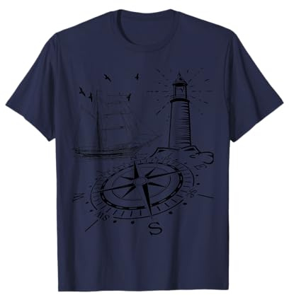Boussole de bateau à voile - Phare maritime - Idée cadeau T-Shirt