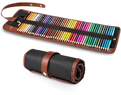 Yordawn Colouring Pencils for Adults Children School, 48 Coloured Pencils Set Artist Art Kit with Roll up Pouch for Kids Adults