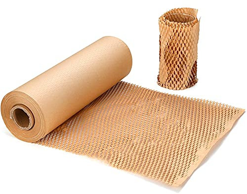 Amortiguación de nido de abeja protector Papel Kraft Rollo ，papel embalaje mudanza Para Envolver Productos Frágiles En Transportes y Mudanzas（38cm*50m), Marrón