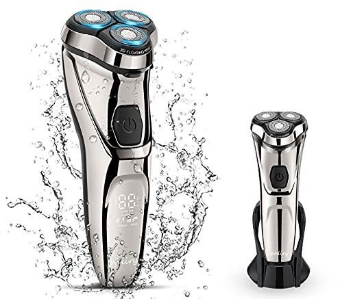 WELIRY Electric Razor for Men Shaver Mens for Shaving with Pop-up Trimmer Electric Rotary Shavers for Men Wet & Dry Cordless Waterproof USB Rechargeable