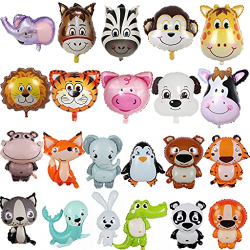 22 globos de animales de aluminio con forma de animales, globos de helio, para cumpleaños infantiles, perfectos para fiestas de cumpleaños infantiles,
