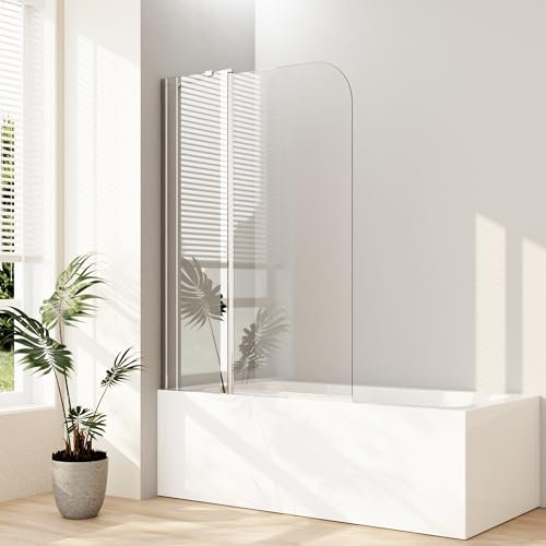 Duschwand für badewanne, 90x140cm Drehtür Badewannenaufsatz Duschtrennwand Duschabtrennung mit 6mm Nano Easy Clean Glas