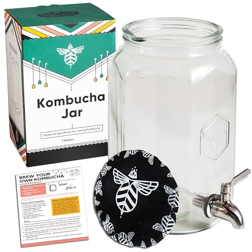 Craft A Brew Vaso Kombucha con valvola di erogazione; Per la fermentazione di Kombucha; Include una copertura in tessuto personalizzata - Design proprietario