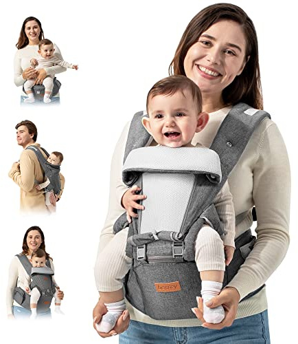 besrey Baby Carrier with Hip Seat Newborn to Toddler, Summer Mesh Front Facing Infant Carrier, Baby Body Holder Chest with Back Support, Front Back Pack with Strap for Men Women Hiking Lumbar Support