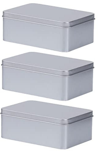 Garneck 3stücke Blechdose Mit Deckel Aus Weißblech Kleine Aufbewahrungskiste Rechteckiger Behälter Für Tee Kekse Süßigkeiten Und Trockenfrüchte