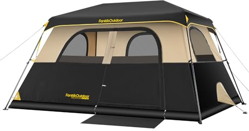 FanttikOutdoor Zeta C6 Pro Max Instant Cabin Tent 6 Person Camping Tent Setup in 60 Seconds with Rainfly & Windproof Portable with Carry Bag for Family Camping & Hiking, Upgraded Ventilation, Khaki