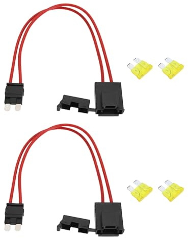 YINETTECH 2pcs Car Fuse Holder Connector 32V 20Amp 16AWG Heavy Duty Wire Extension Middle Fuse Holder Connector for Vehicle with 4Pcs 20A Fuses for ATM/APM (23cm,Standard)