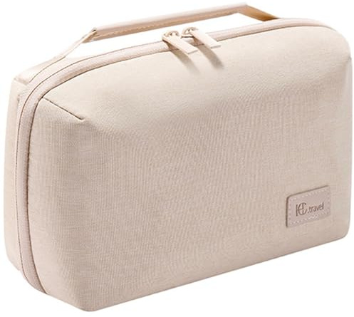 Kaxich Travel Electronics Organizer, Electronics Accessories Bag Portable Cable Organizer Case Waterproof Universal for Adapters Memory Cards, USB Cables (Beige)