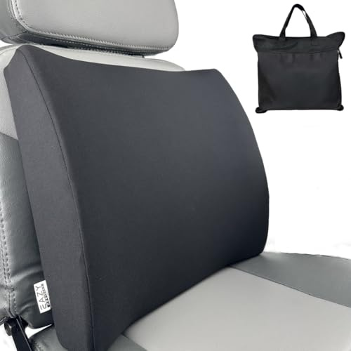 EazyMobility Eazy Lumbar Support Cushion for Office Chair, Car, Wheelchair, Memory Foam Back Rest Pillow for Lower Back Pain Relief, Sciatica, Coccyx, Wedge Cushion Ergonomic Chair Pillow (Black)