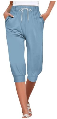 Generisch Pantalones capri de verano para mujer, pantalones 3/4, pantalones de gimnasio, ajustados, pantalones capri, elásticos, tres cuartos, pantalones deportivos, informales, ropa de correr