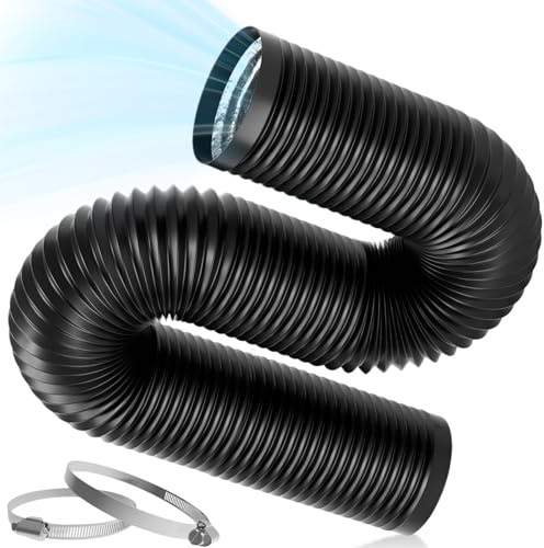 Warmfay Abluftschlauch 100mm, 2m Länge, PVC Flexibel Alurohr Schlauch Lüftungsschlauch mit 2 Schlauchschelle Edelstahl, Flexschlauch für Mobile Klimaanlage, Trockner, Belüftungssystem