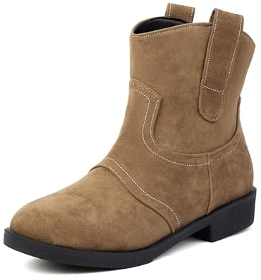 Bviennic Donna Stivaletti Piatto Semplici Punta Rotonda Senza Chiusura Slouch 2344 Khaki Numero 36 EU