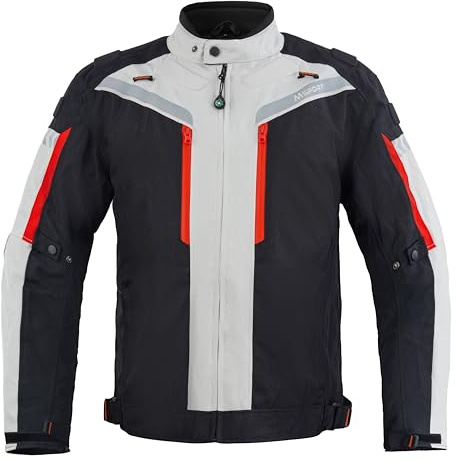 Msport Giacca Moto da Uomo 4 Stagioni Impermeabile Antivento con Fodera Termica Rimovibile e Protezioni CE Integrate - XL