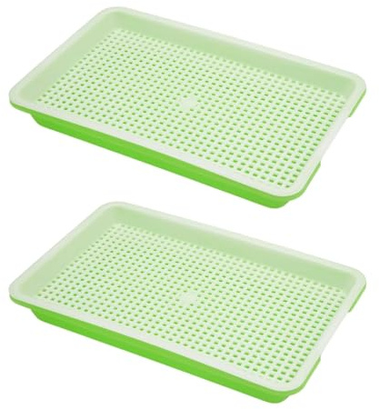 SureFly Set 2 Vaschette Germinazione per Semi, Germogliatore Microgreens 22x14 cm, Vassoio Idroponico Senza Terra con Sistema Drenaggio, per Crescita di Germogli, Crescione e Erba per Gatti