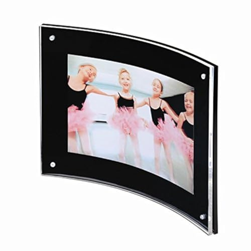 Yakri Marcos de fotos curvados acrílicos de 8.5 x 11 pulgadas, soporte curvado con imán para diploma, certificado o placa (negro y transparente)