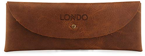 Londo Étui en Cuir Véritable avec Fermeture Bouton-Pression – Trousse à Crayon, Trousse Scolaire, Étui à Stylo pour Bureau & Voyage