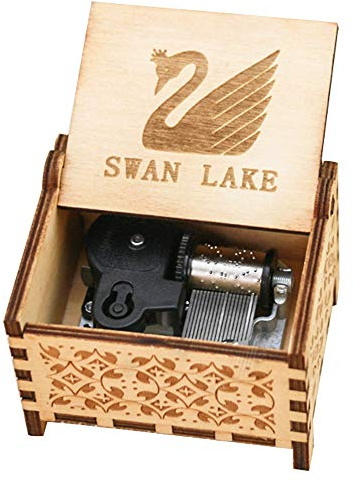 Youtang Swan Lake Music box 18 Note Windup Clockwork Mechanism Engraved Wood Music Box for Kids,Play Swan Lake,Brown