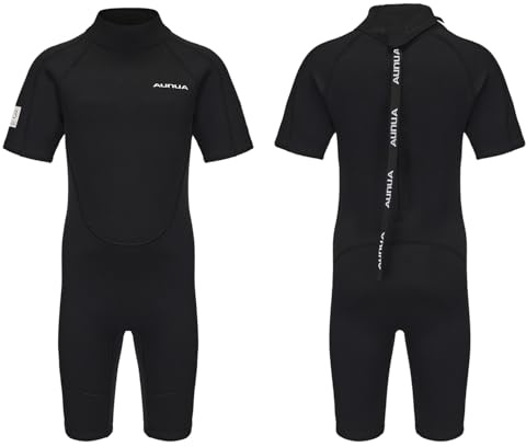 Aunua Kids Wetsuit for Youth Boys Girls, 3mm Shorty Wet Suit Black 10