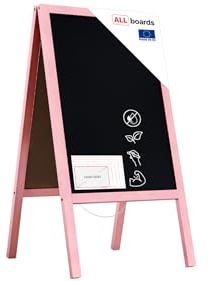 ALLboards Kundenstopper mit pinkem Holzrahmen 118x61cm, Werbetafel, Gehwegaufsteller, Aufsteller, Straßenreiter, Kreide