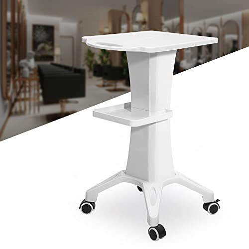 SHZICMY Chariot cosmétique portable en ABS à 2 couches - Chariot de salon de beauté avec roulettes - Chariot de salon de beauté