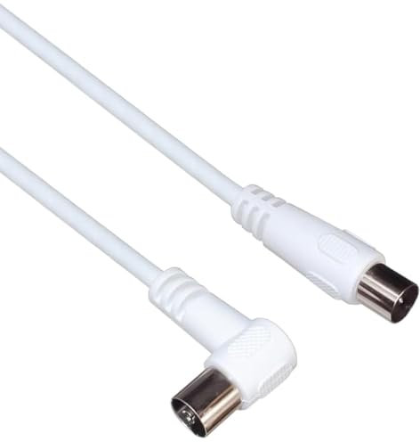 PremiumCord Câble d'Antenne Tv Coaxial 20m, 75 Ohm, Iec Mâle vers Femelle 90°, Blindé - Pour Dvb-C, Dvb-T/T2, 4K UHD 2160p, Full HD 1080p 3D, Couleur Blanc