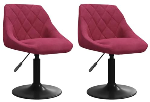 vidaXL 2X Esszimmerstuhl Drehbar Höhenverstellbar Küchenstuhl Stuhl Wohnzimmerstuhl Essstuhl Polsterstuhl Drehstuhl Stühle Weinrot Samt