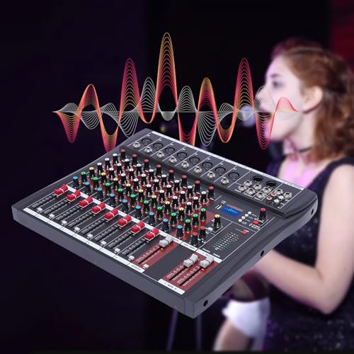Professional Audio Mixer Sound Board Console Desk System Interface 8 Channel Bluetooth USB Connection Studio Audio Mixing Console Live Sound for Recording DJ Stage Music Application