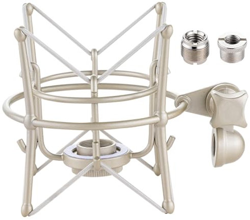 Xereizo Microphone Shock Mount, Metal Universal Mic Holder Spider Recording Mic Shockmount Stand Compatible with Many Condenser Mics for Samson Superlux MXL990 770 Tempo 2006 etc.