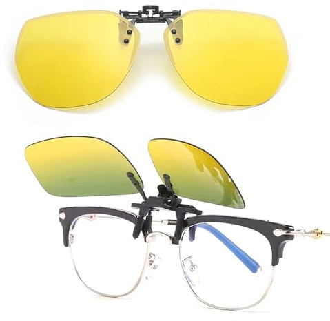 Clip Gafas De Conducción Nocturna Polarizadas - Reduce El Deslumbramiento Y El Estrés Visual -clip Gafas Visión Nocturna, Lentes Amarillas HD - Accesorio Para Conductores