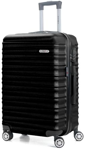 TROLLEY ADC Valise Grande Taille 75cm – Bagage Soute XL 94L ABS Léger et Résistant – 4 Roues Doubles 360° Silencieuses – Cadenas 3 Chiffres – Noir Collection Lana
