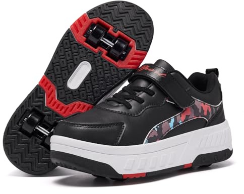 YINGCSM Chaussures à roulettes pour garçons et Filles, Patins à roulettes 2 en 1, Chaussures de Sport, Chaussures de Skateboard