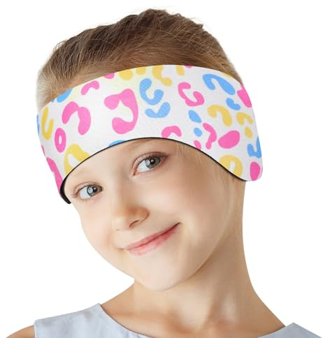 HeySplash Fascia da Nuoto, Fascia di Protezione per Orecchi da Nuoto, Protezione per Orecchie in Neoprene per Bambini e Ragazzi, Fascia Impermeabile per Nuotare, Taglia M, Leopardo Colorato