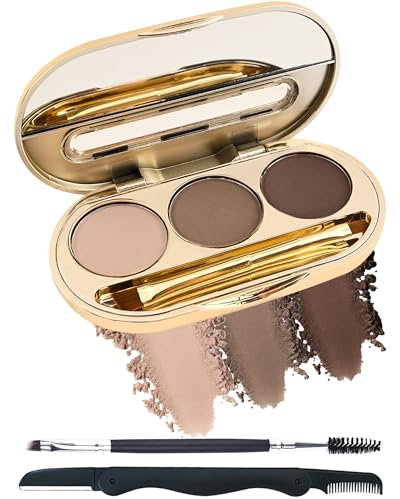 Palette Di Tre Colore Sopracciglia, Pennarello Sopracciglia Waterproof Long Lasting Eyebrow, Gel Multifunzionale Per Sopracciglia, Polvere Per Make Up con Pennello Per Rasoio Set-01