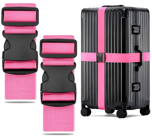 WISYOK Luggage Straps Extended, 2 Pack, 130-250cm Adjustable, Pink