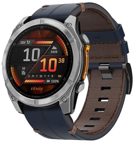 Läderarmband för Garmin Fenix 8 47 mm, armband Fenix 7 Pro/7/FEnix 6 Pro/6/FEnix 5 Plus/5, 22 mm klockarmband med snabbkoppling armband för FENix E 47 mm/Forerunner 965/955/945/935/Instinct 2