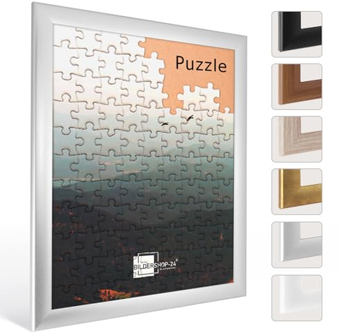 Bildershop-24 Cornice puzzle Corona in alluminio spazzolato (decorazione) 27 x 39 cm, 39 x 27 cm (circa 300 pezzi)