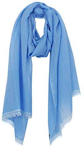 Bovari Pashmina Kaschmir Schal Damen - 70% Kaschmir 30% Seide - extra leicht - 200 x 70 cm (Blau (Little Boy Blue))